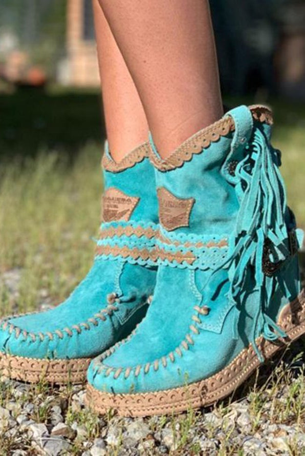 Buty Kowbojskie z Frędzlami | Damskie, Skórzane, Jesień