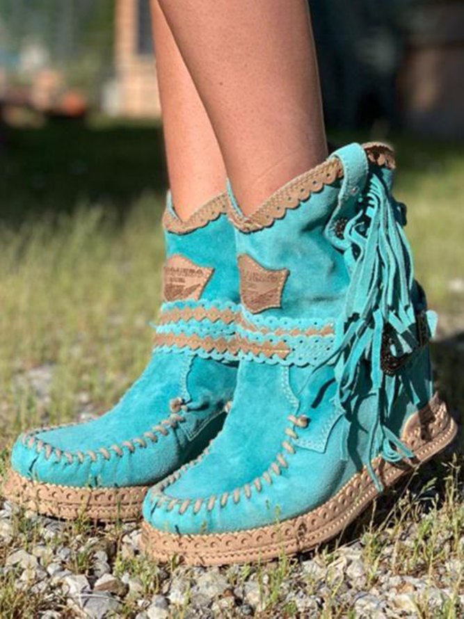 Buty Kowbojskie z Frędzlami | Damskie, Skórzane, Jesień