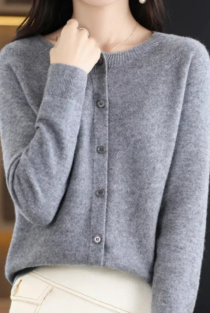 Kardigan damski | Merino, miękki | Okrągły dekolt, zapinany