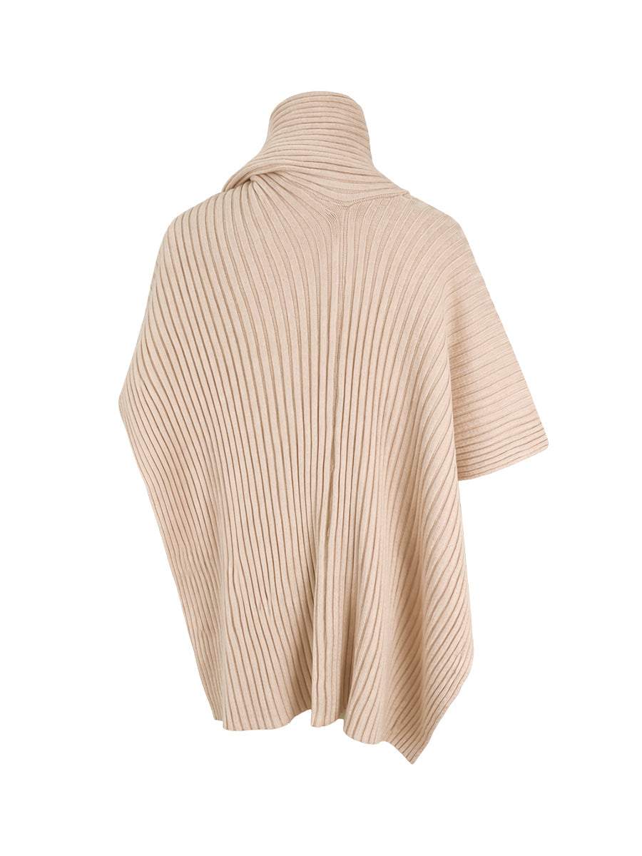 Damski sweter oversize asymetryczny z wysokim kołnierzem luźny fason