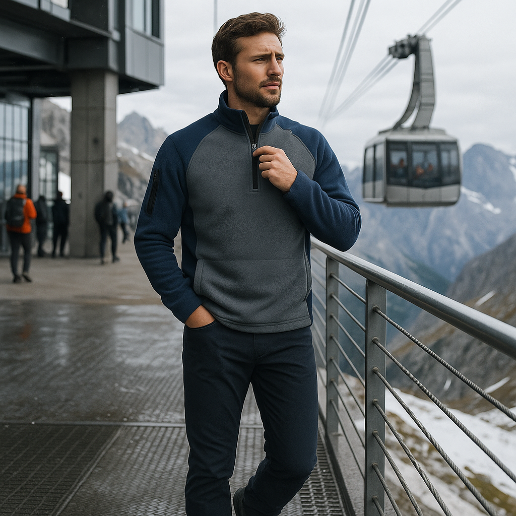 Solidny męski polarowy sweter ocieplający - ciepły - na zimę