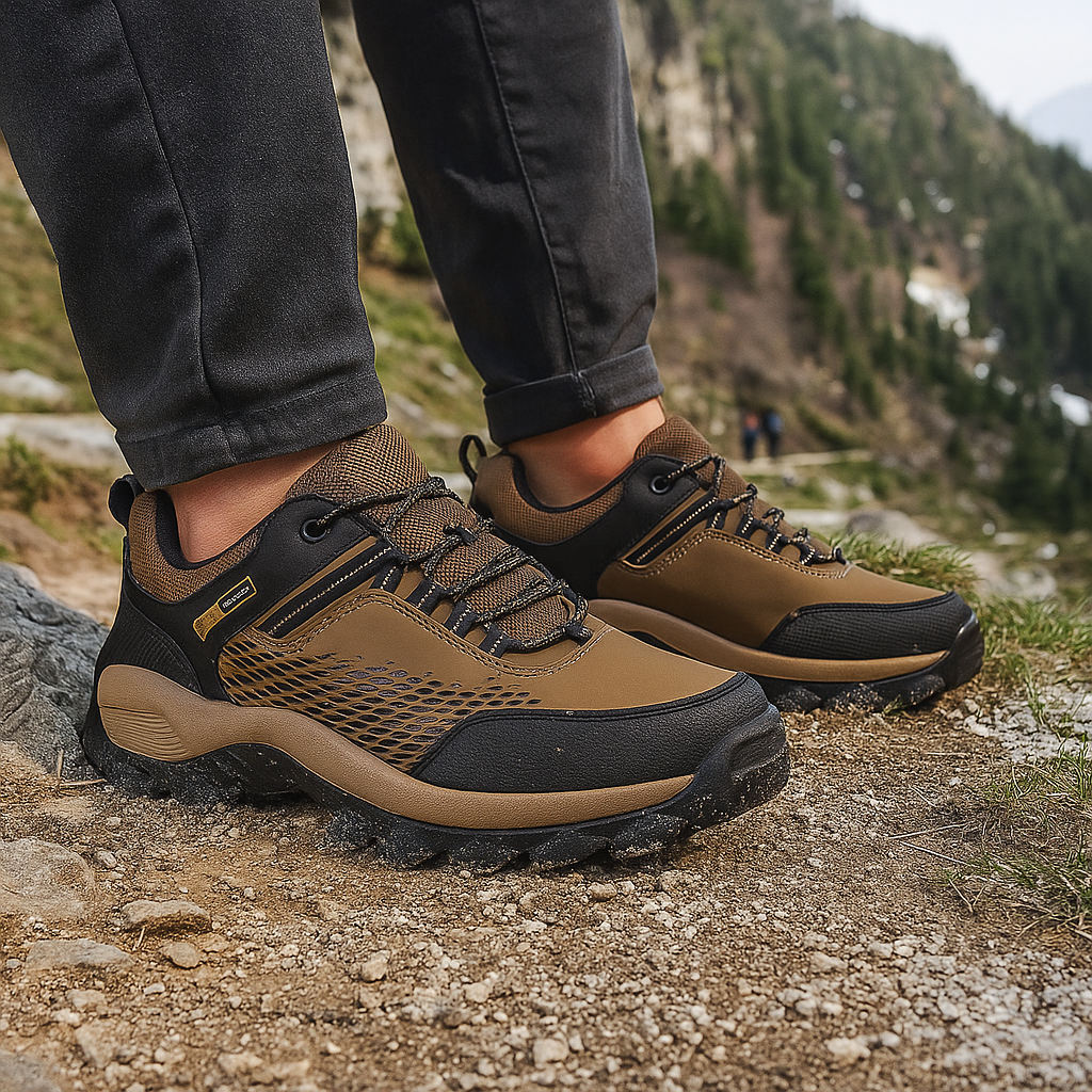 Męskie buty trekkingowe na bosaka - sznurowane - lekkie - wytrzymałe