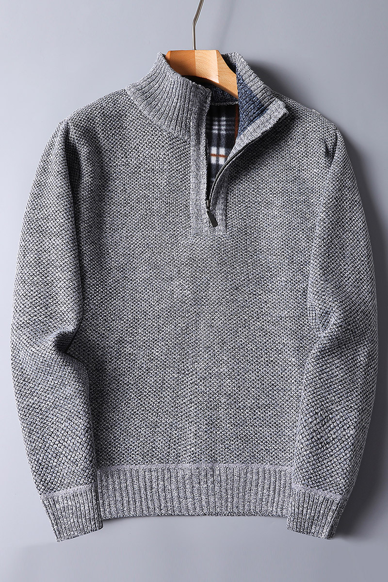 Męski sweter z półgolfem i zamkiem – ciepły i elegancki