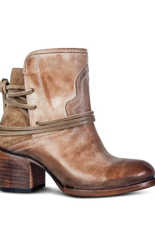 Buty Kowbojskie Damskie | Sznurowanie, Obcas Blokowy