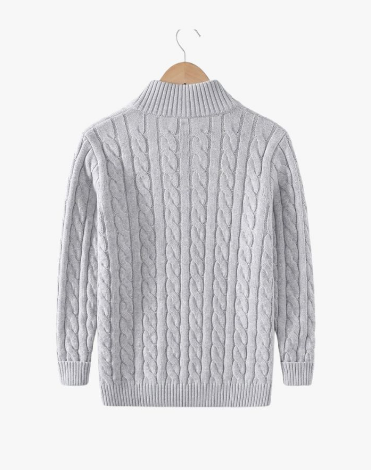 Męski Sweter Warkoczowy Półgolf Casual