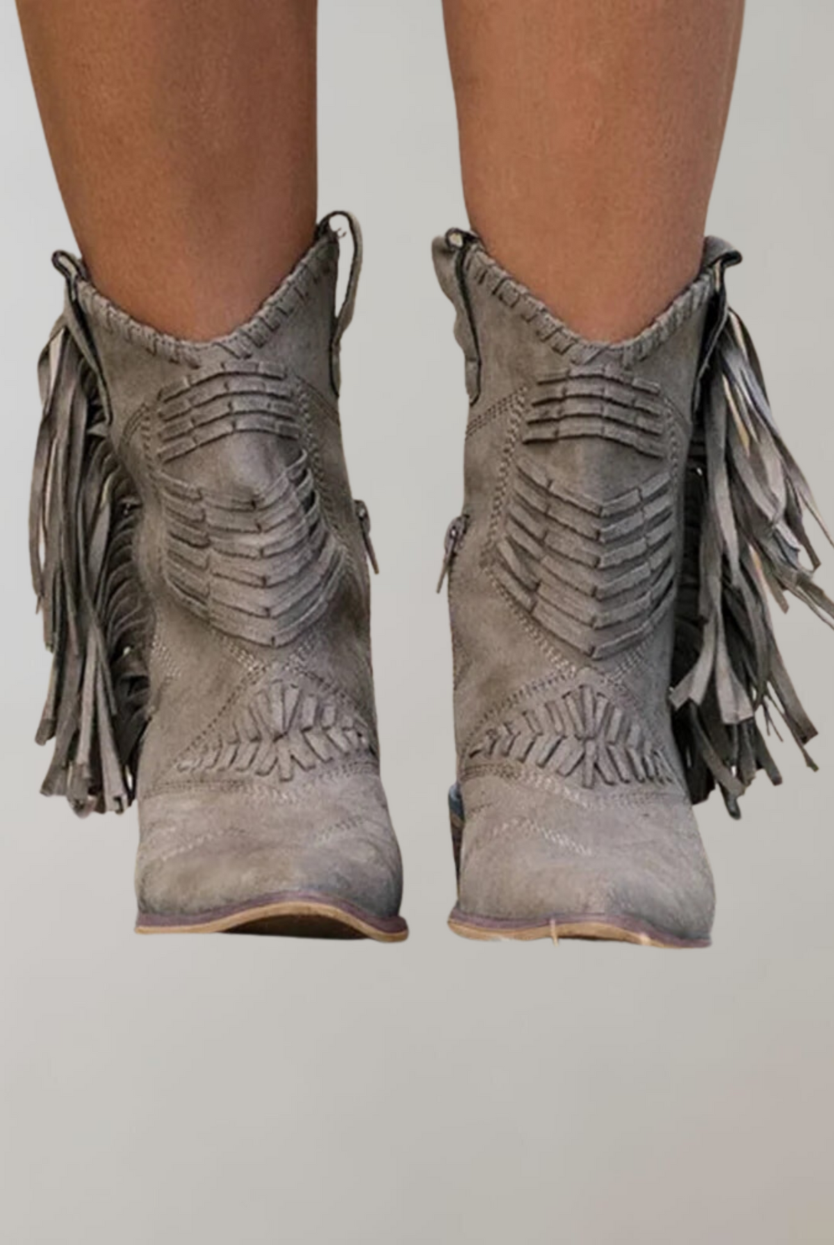 Buty damskie ze frędzlami kowbojskie czarne eleganckie
