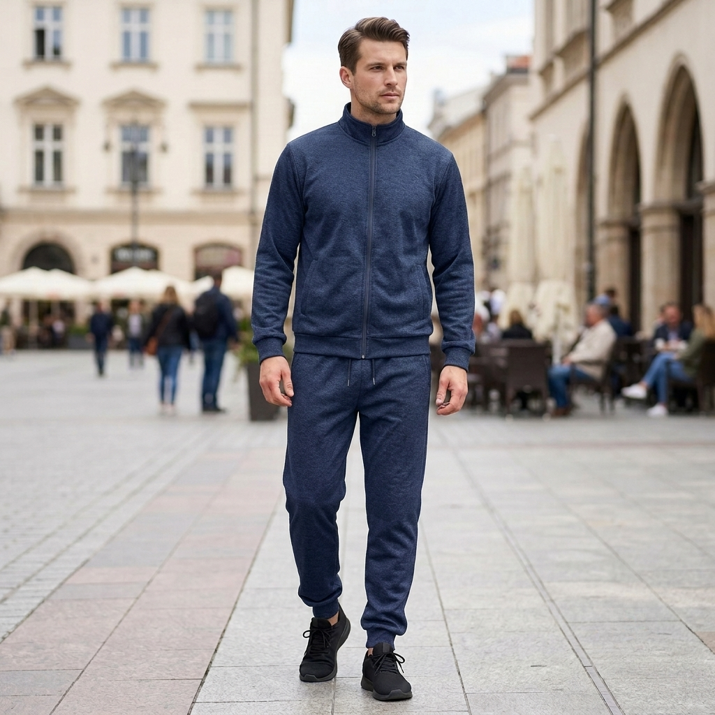 Męski elegancki zestaw dresowy - z zamkiem - komplet