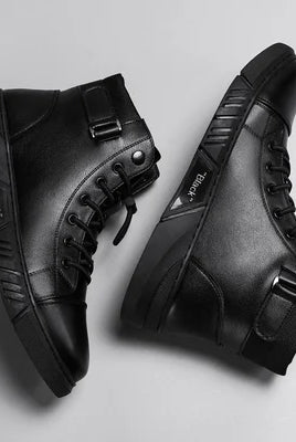 Buty męskie | Czarna skóra, wodoodporne, terenowe