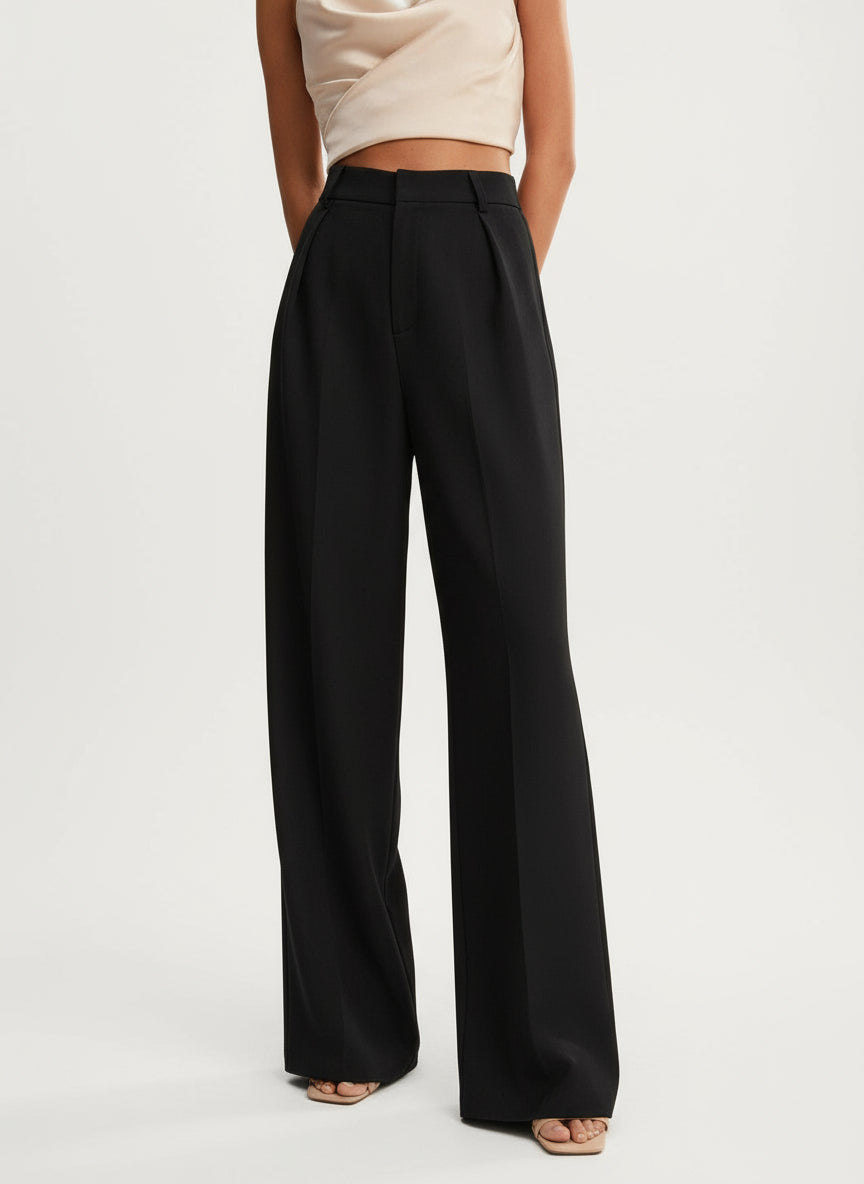 Spodnie Taille Haute Jambes Larges | Damskie, Eleganckie