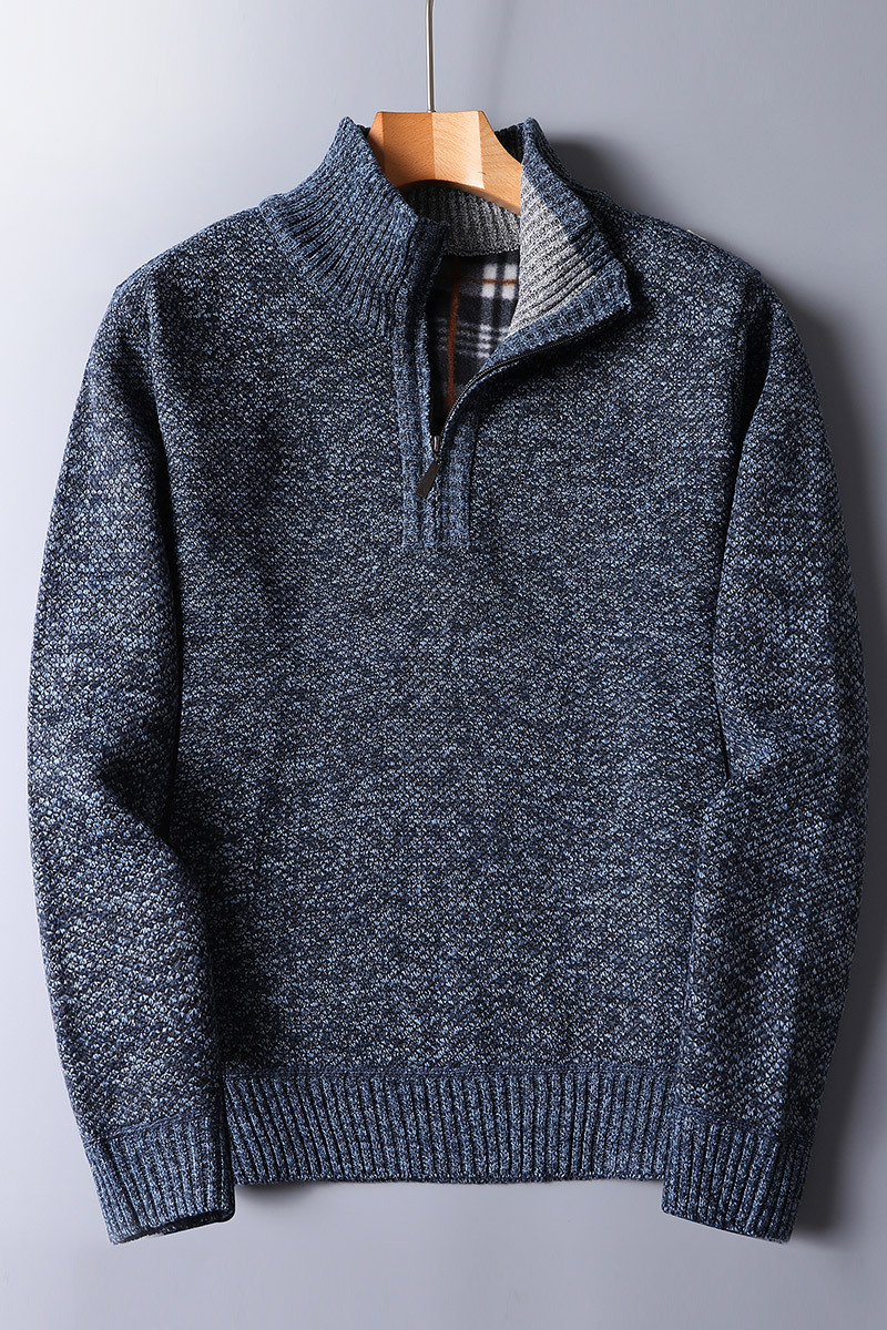 Męski sweter z półgolfem i zamkiem – ciepły i elegancki