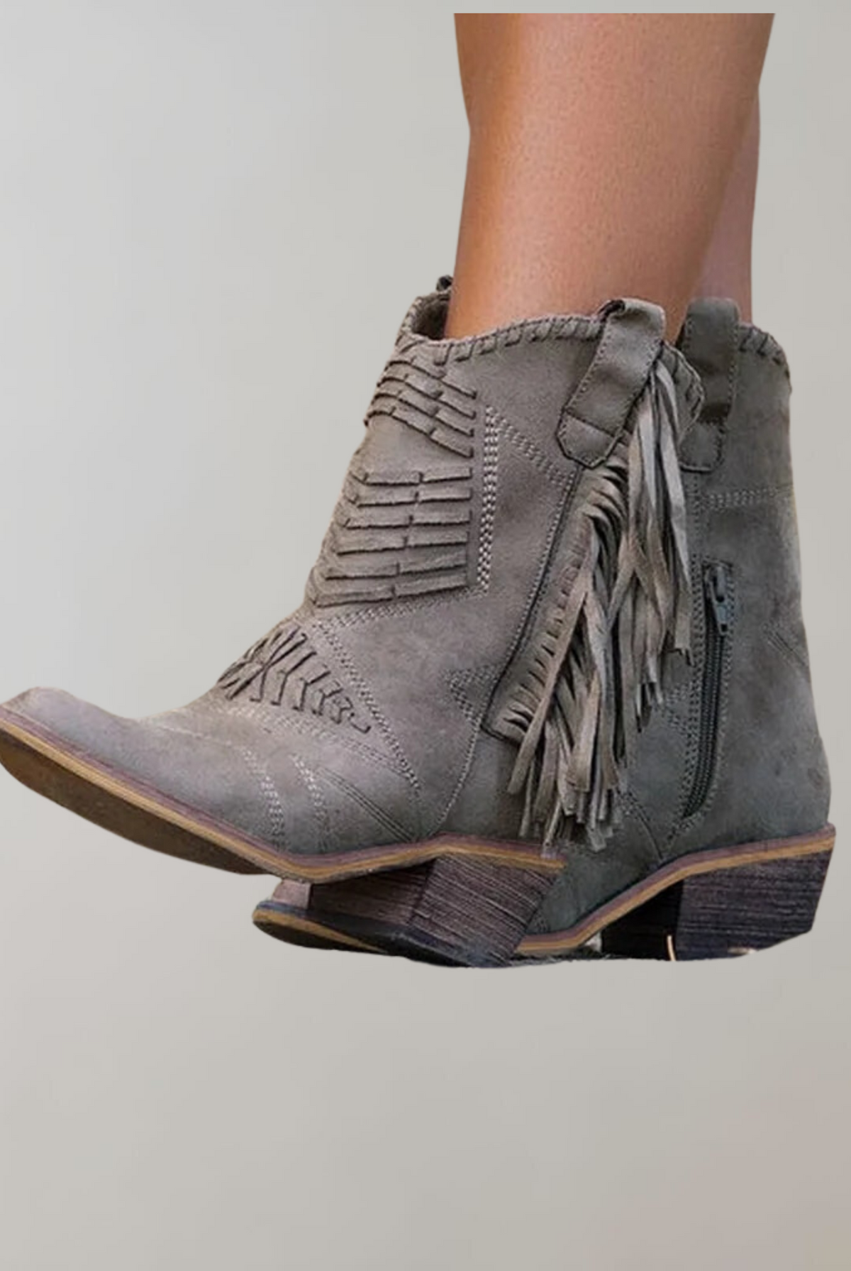 Buty damskie ze frędzlami kowbojskie czarne eleganckie