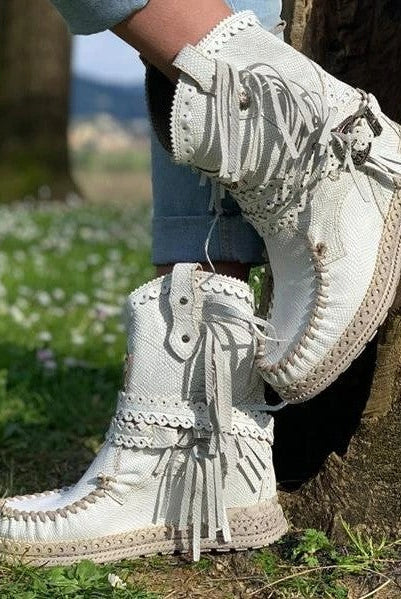 Buty Kowbojskie z Frędzlami | Damskie, Skórzane, Jesień