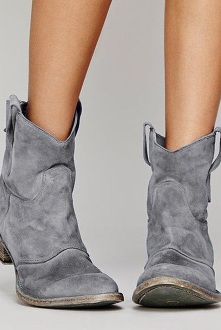 Buty Botki Zamszowe | Damskie Buty na Kostkę | Miękki Zamsz
