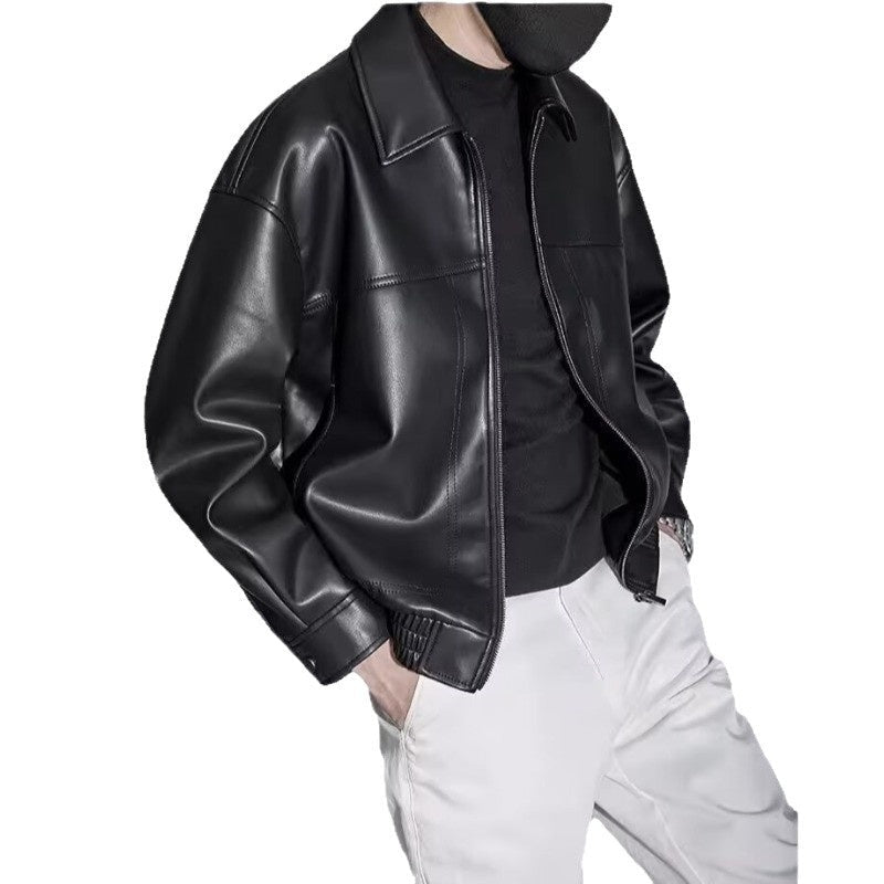 Męska Kurtka Skórzana Slim Fit Zamek