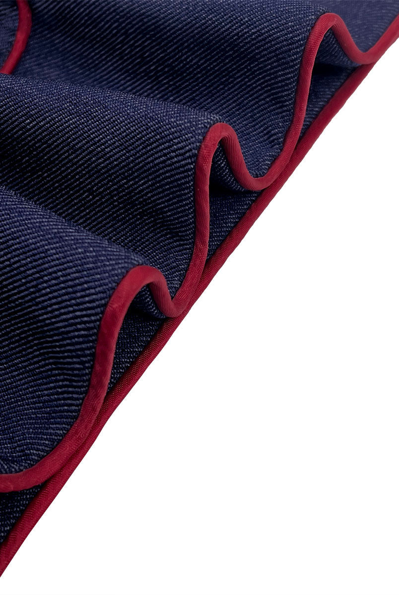 Kombinezon denim | Szerokie nogawki, długie rękawy, stójka