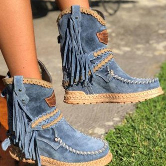 Buty Kowbojskie z Frędzlami | Damskie, Skórzane, Jesień