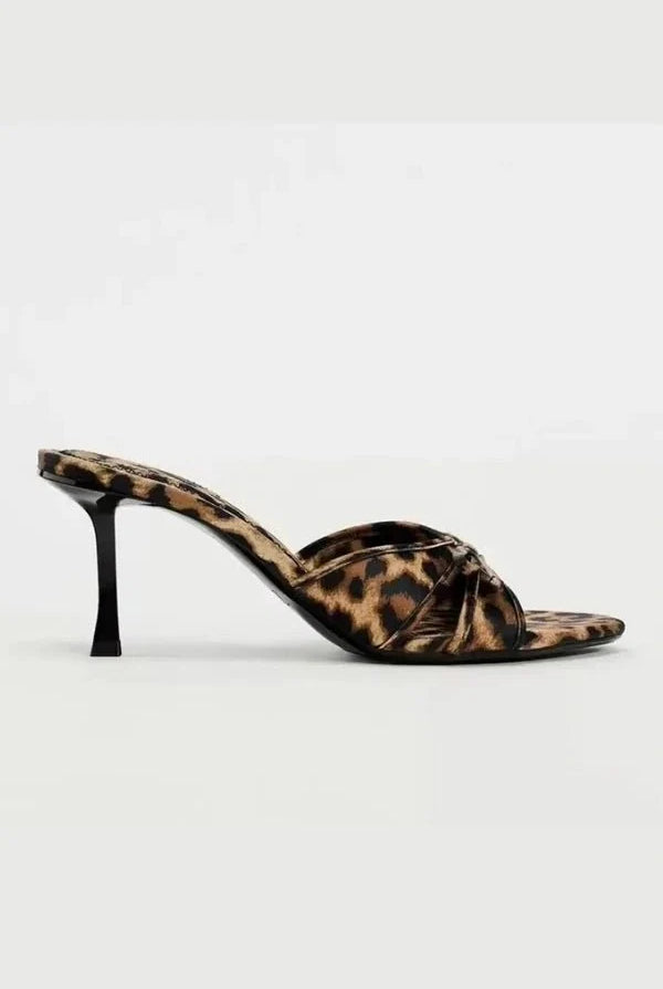 Damskie Pantofle na Obcasie | Slip-on, Mesh, Czarne