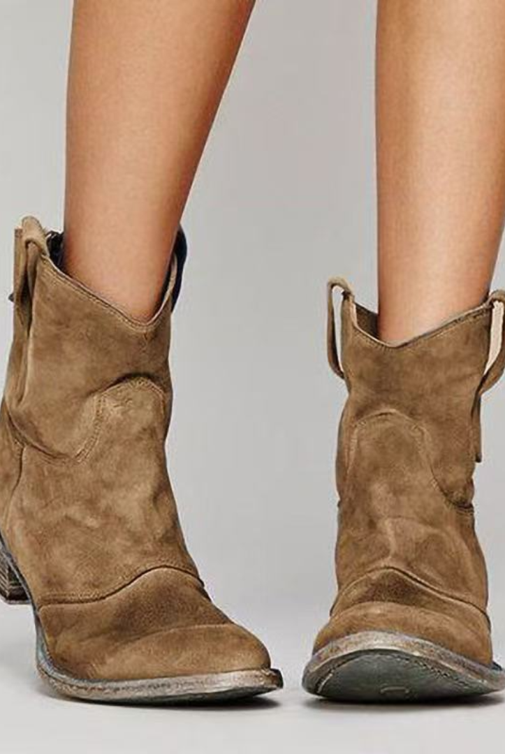 Buty Botki Zamszowe | Damskie Buty na Kostkę | Miękki Zamsz