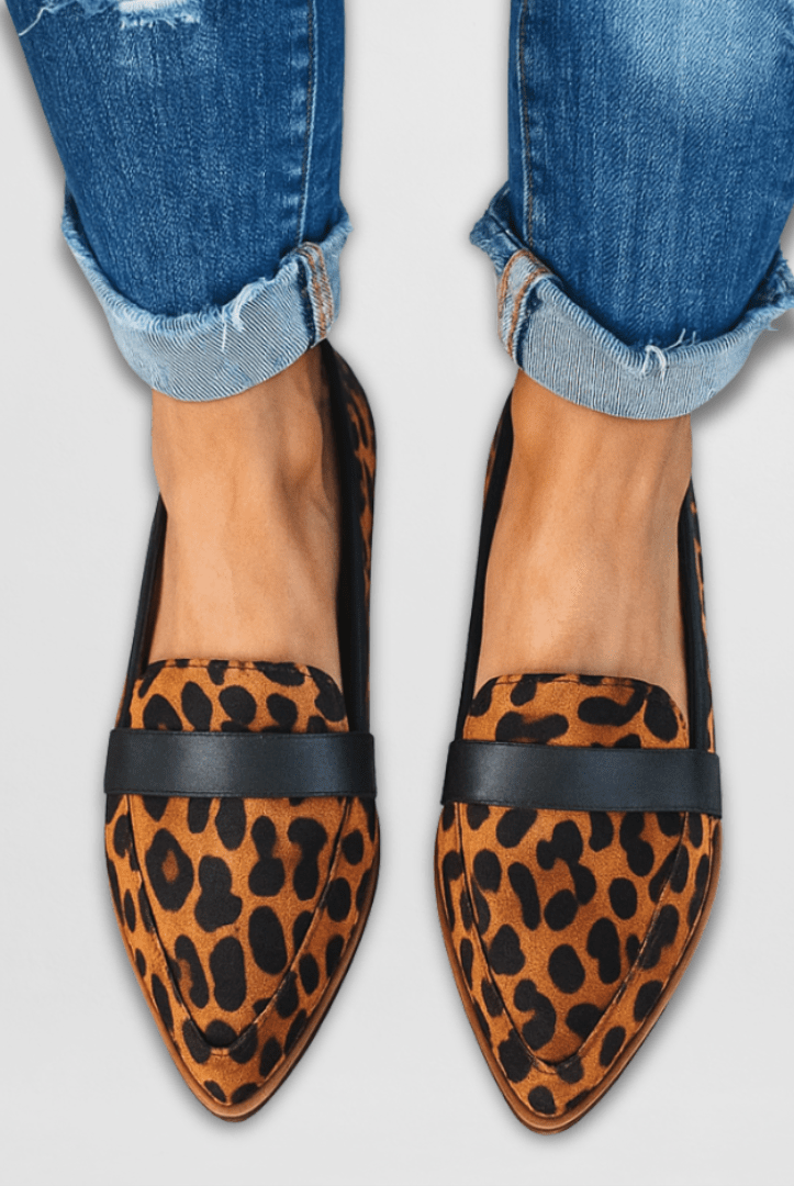 Damskie mokasyny ze szpicem zamszowe płaskie wsuwane