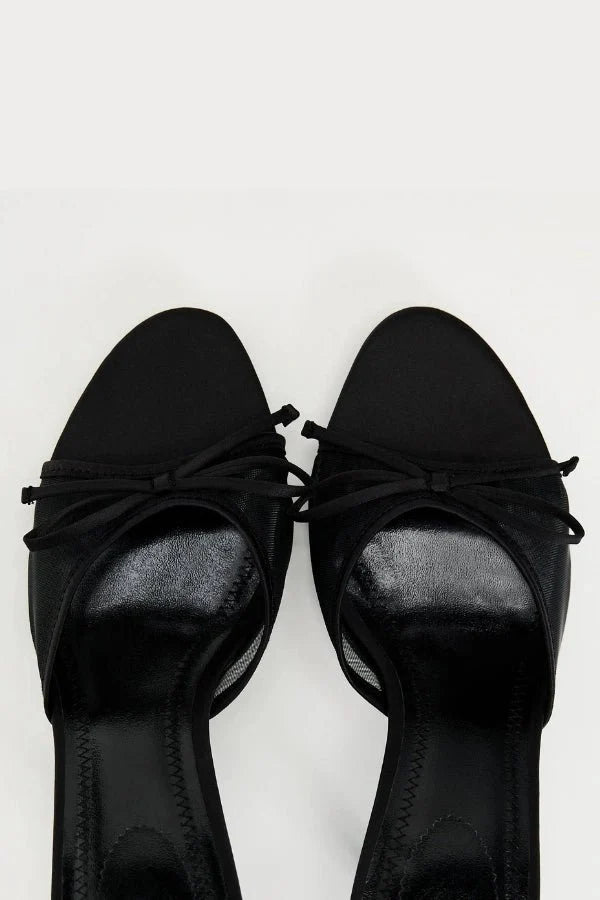 Damskie Pantofle na Obcasie | Slip-on, Mesh, Czarne