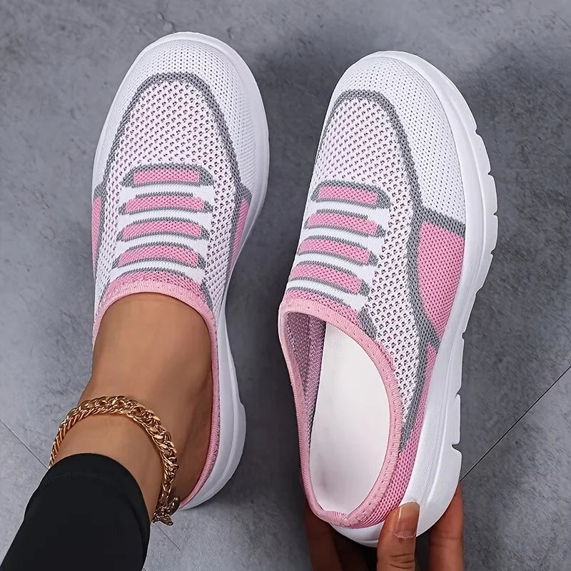 Damskie wsuwane trampki z dzianiny slip-on niska podeszwa