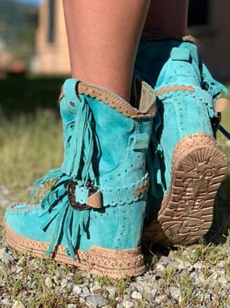 Buty Kowbojskie z Frędzlami | Damskie, Skórzane, Jesień