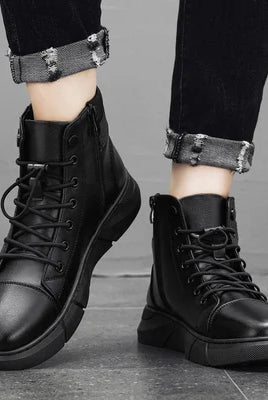 Buty męskie | Czarna skóra, wodoodporne, terenowe