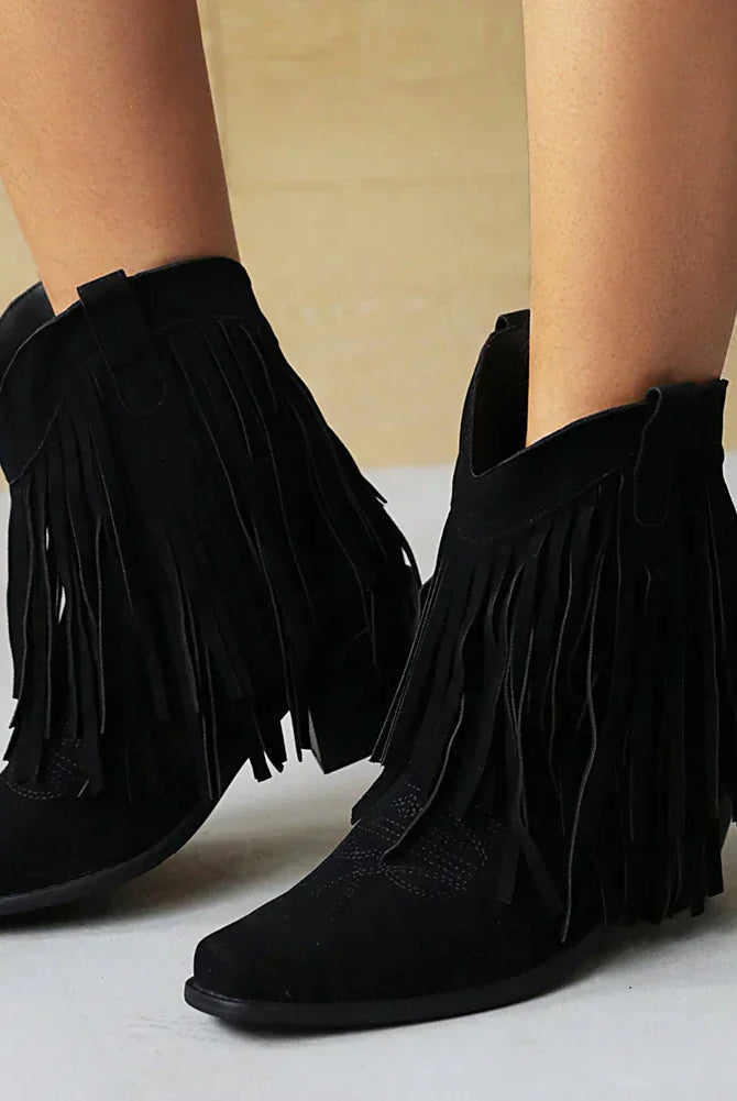 Buty Kowbojskie | Sztyblety z Frędzlami | Damskie