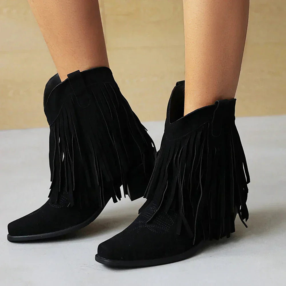 Buty Kowbojskie | Sztyblety z Frędzlami | Damskie