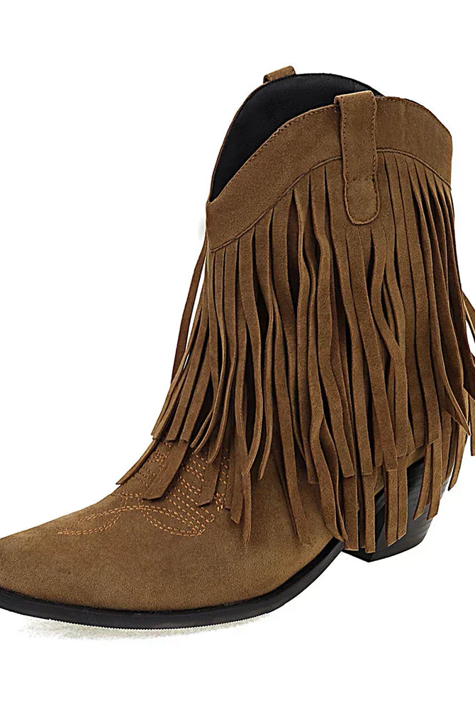 Buty Kowbojskie | Sztyblety z Frędzlami | Damskie
