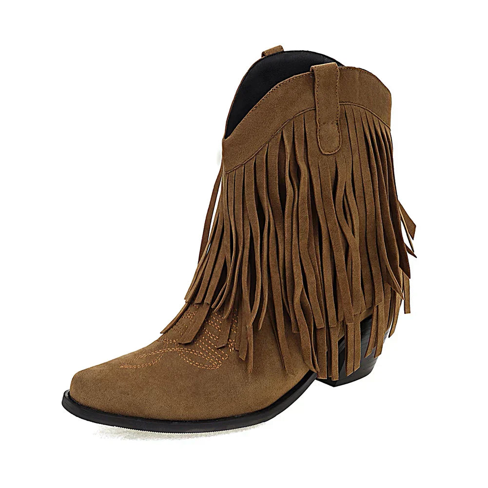 Buty Kowbojskie | Sztyblety z Frędzlami | Damskie