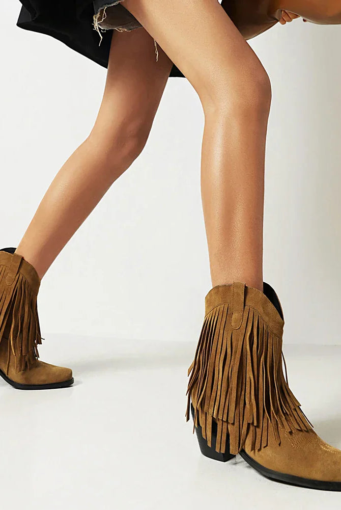 Buty Kowbojskie | Sztyblety z Frędzlami | Damskie