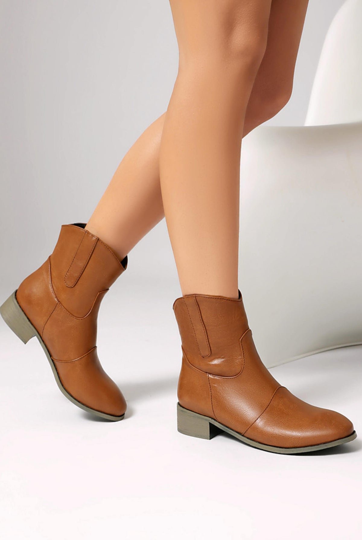 Buty Kowbojskie | Kostka, Blok Obcas, Brązowe