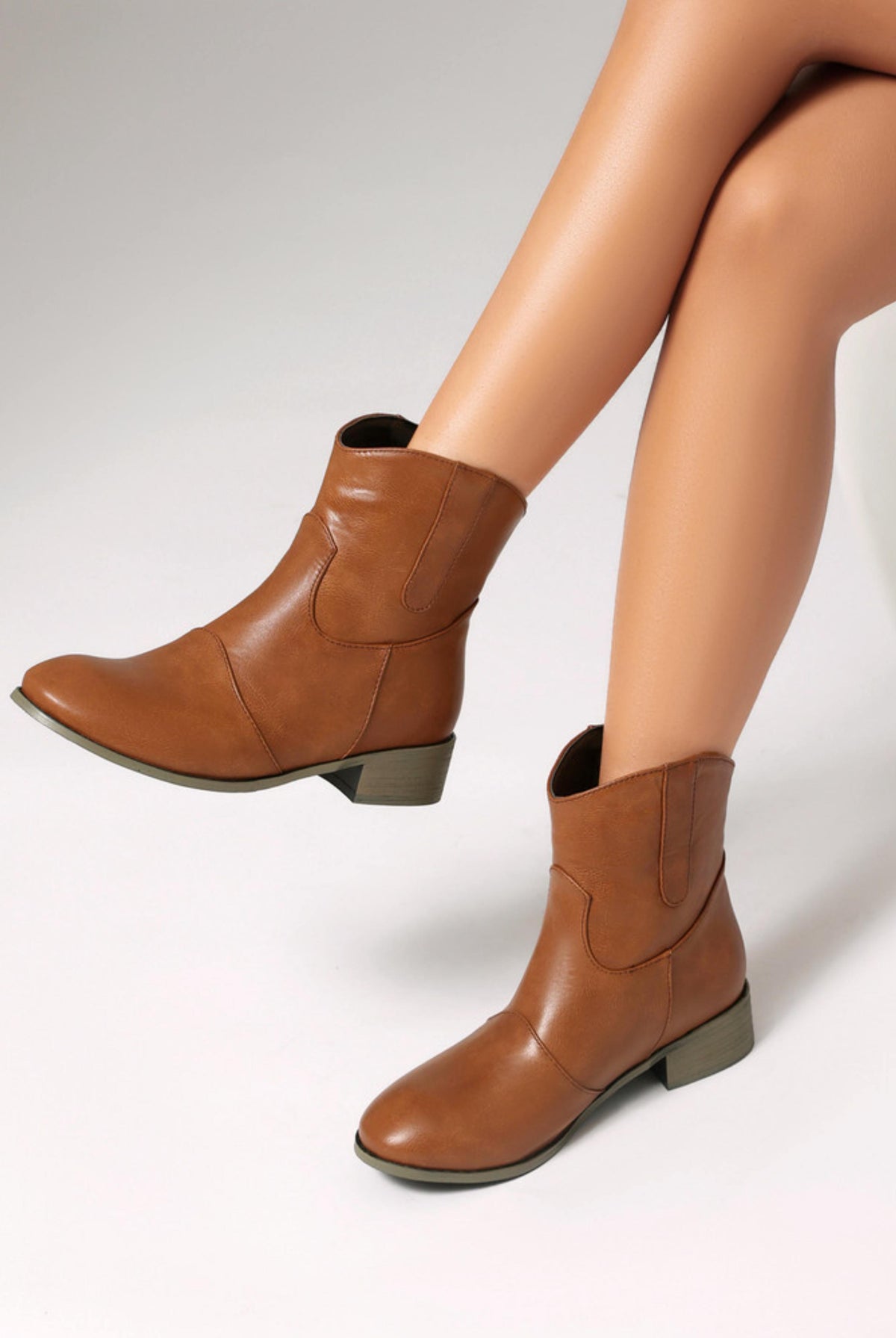Buty Kowbojskie | Kostka, Blok Obcas, Brązowe