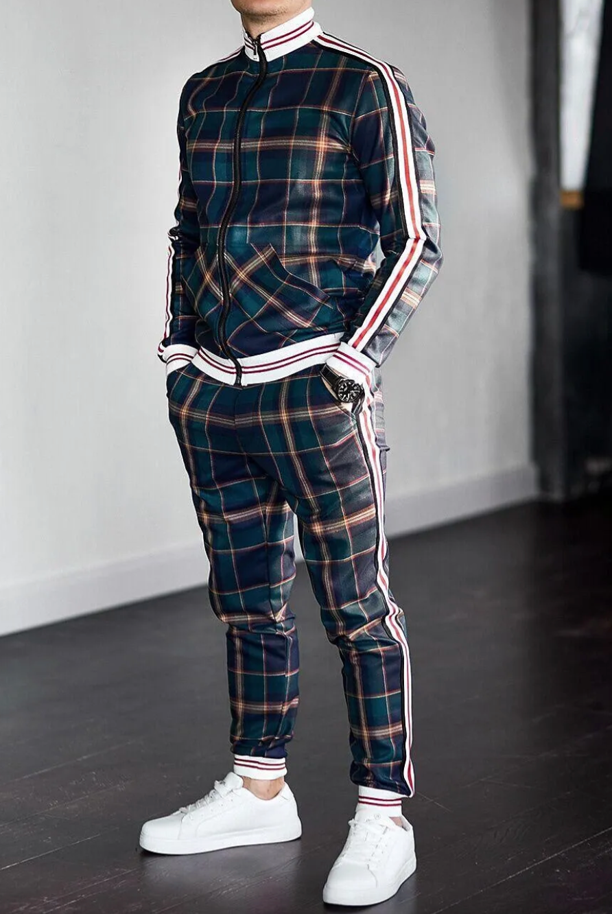 Dres męski | Motif w kratkę, slim fit