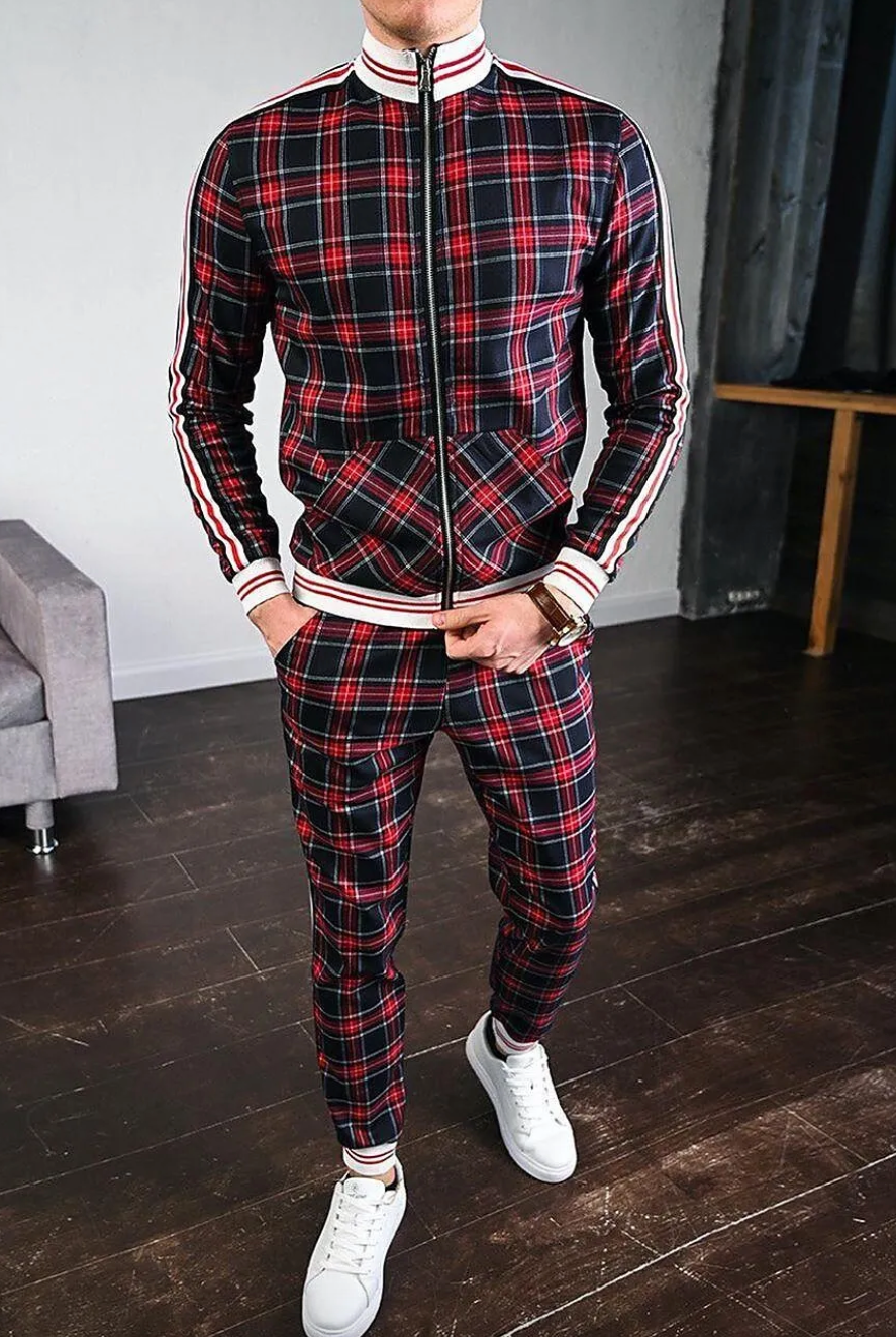 Dres męski | Motif w kratkę, slim fit