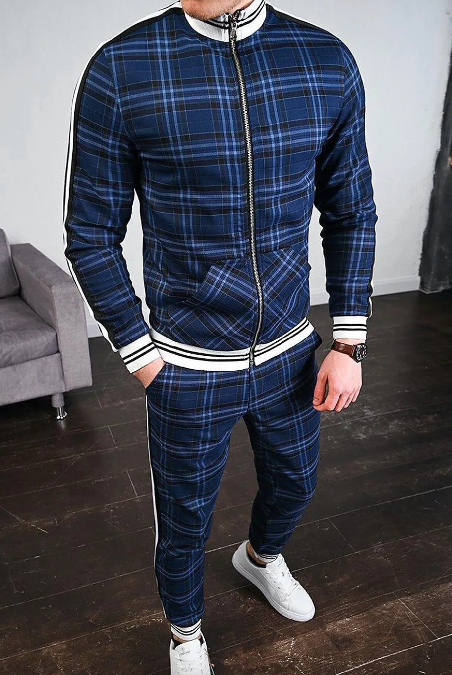Dres męski | Motif w kratkę, slim fit
