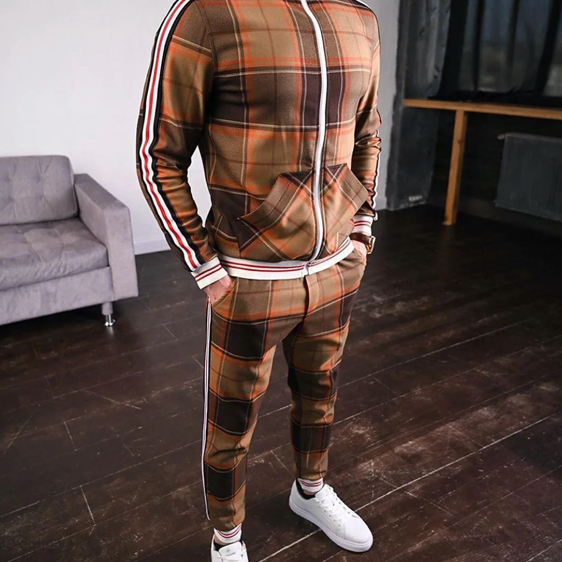 Dres męski | Motif w kratkę, slim fit