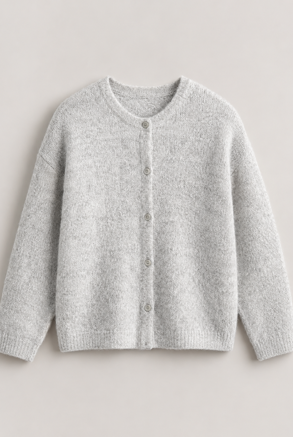 Damski kardigan | Miękki sweter, zapinany | Okrągły dekolt