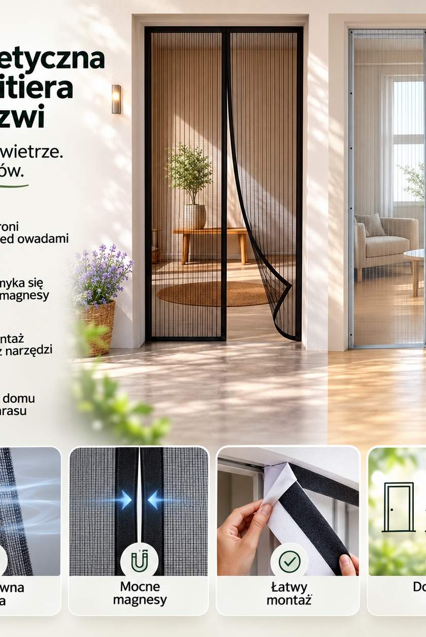 Jolie | Ochrona przed insektami do drzwi | Zasłona magnetyczna