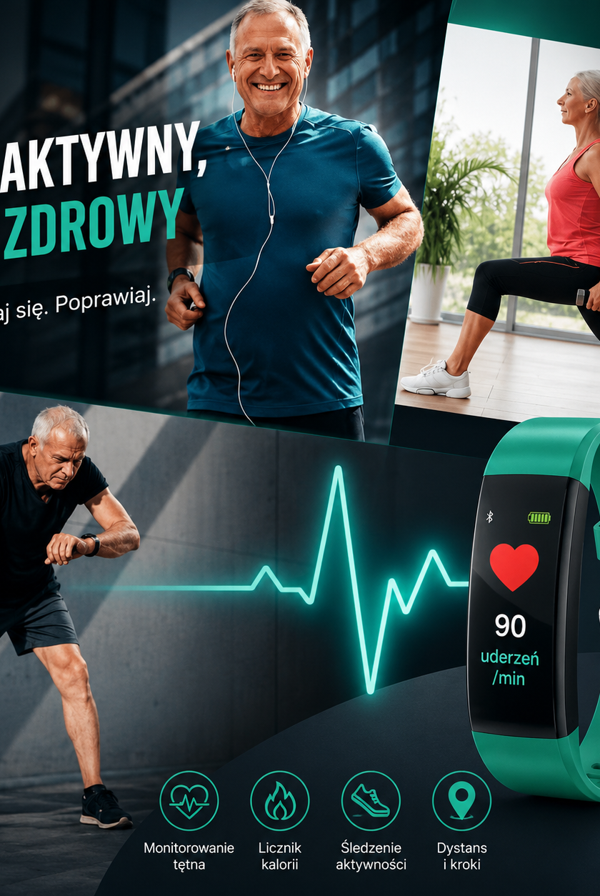 Smartwatch dla Umaów z Funkcjami Zdrowotna | Zegarek Fitness Tracker z Dużym Wyświetlaczem | HerzWacht