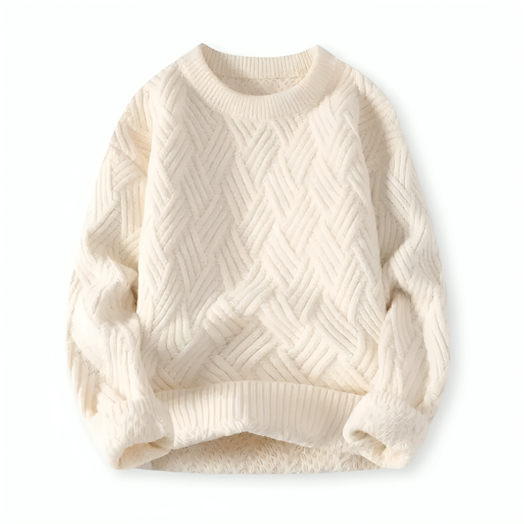 Męski sweter w warkocze - mieszanka wełny - klasyczny - ciepły
