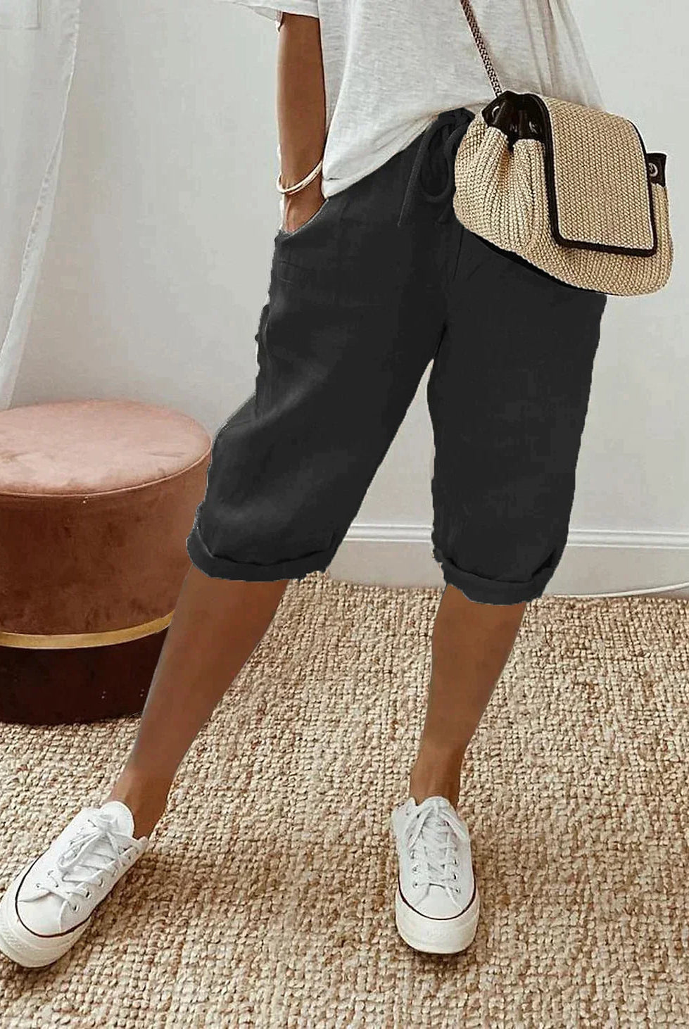 Nora | Spodnie Capri Damskie z Poliestru