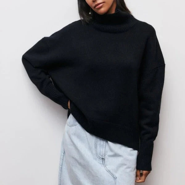 Damski Sweter Golfik Oversize Długi Rękaw