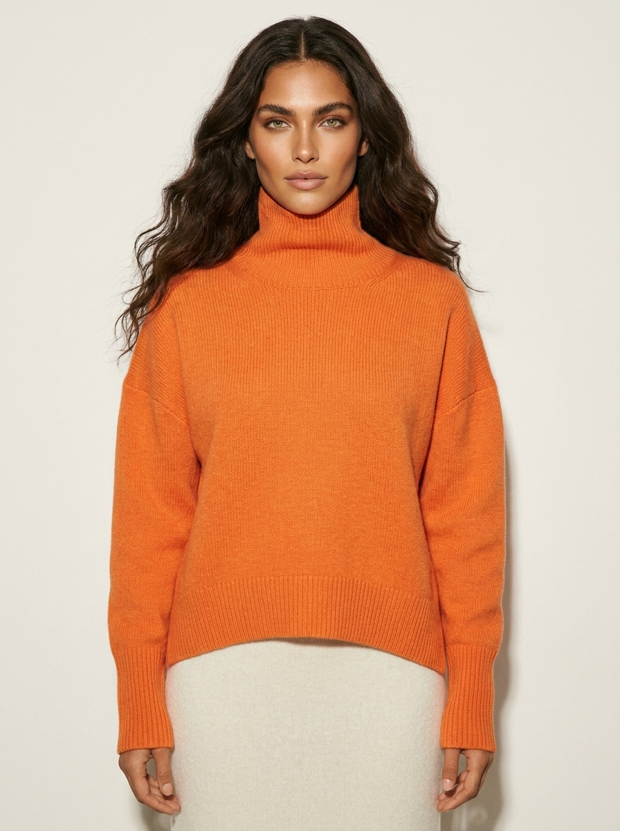 Damski Sweter Golfik Oversize Długi Rękaw