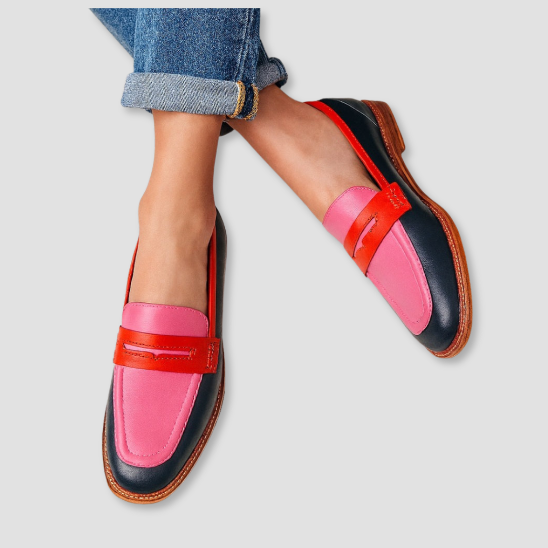 Women multicolor flat loafers round toe slip-on casual shoes