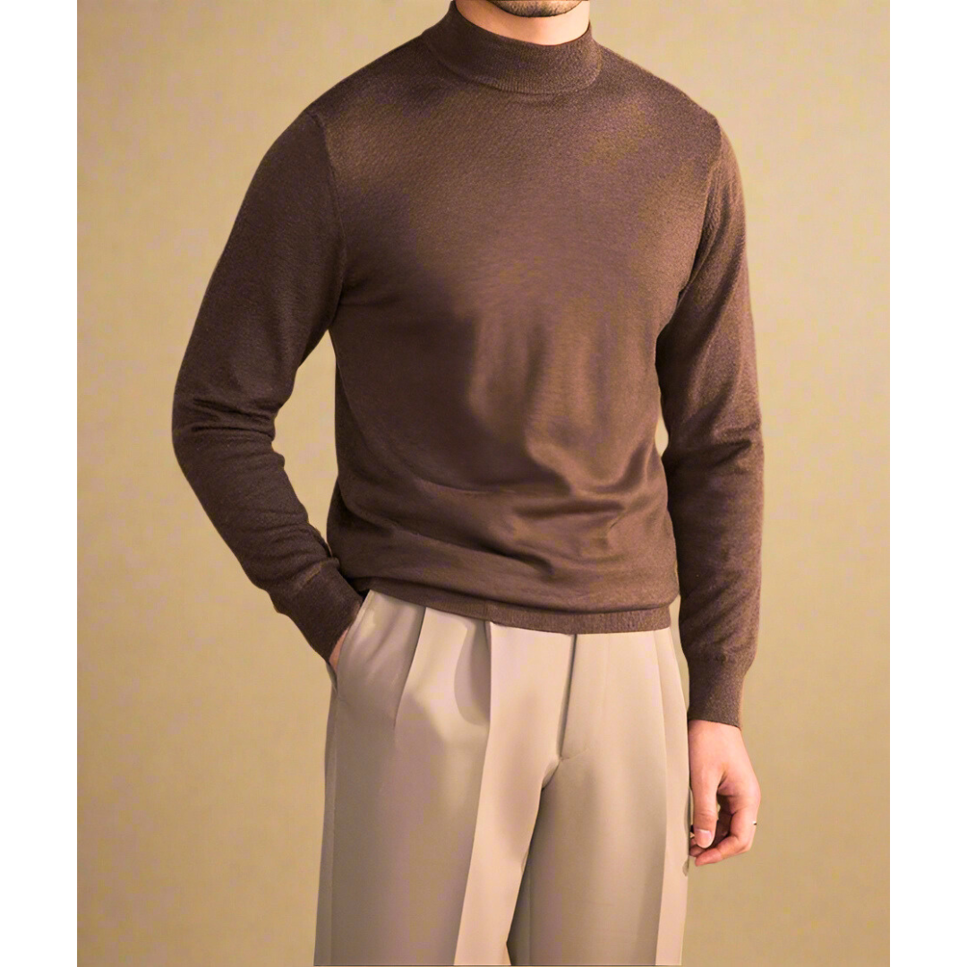 Męski sweter z golfem wykonany z wełny - Klasyczny i elegancki