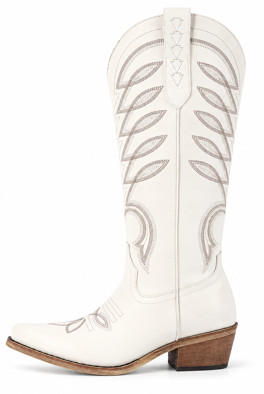 Buty Kowbojskie Damskie | Montowane do Kolan, Haft Zachodni, Obcas Gruby