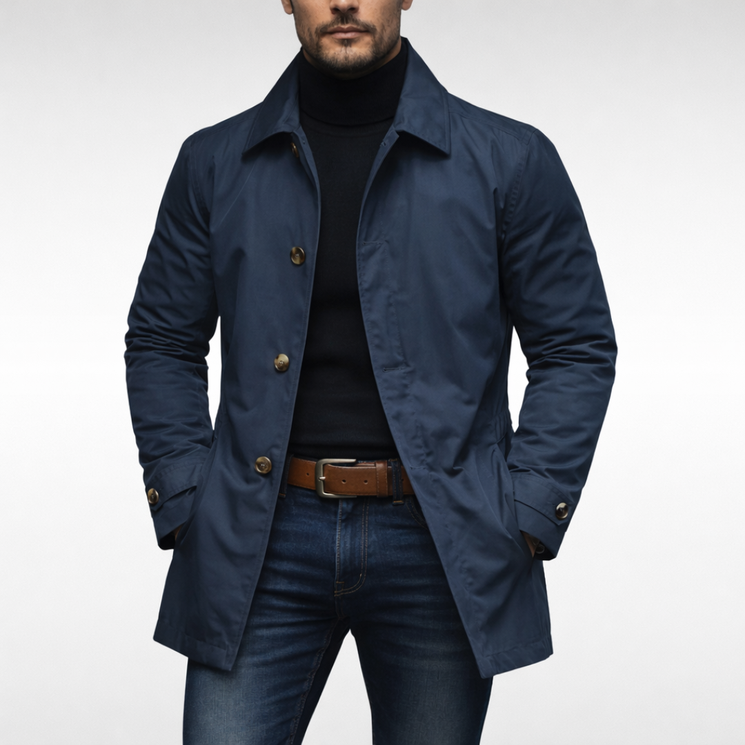 Płaszcz Męski | Prosta Krój, Stójka | Elegancki Styl