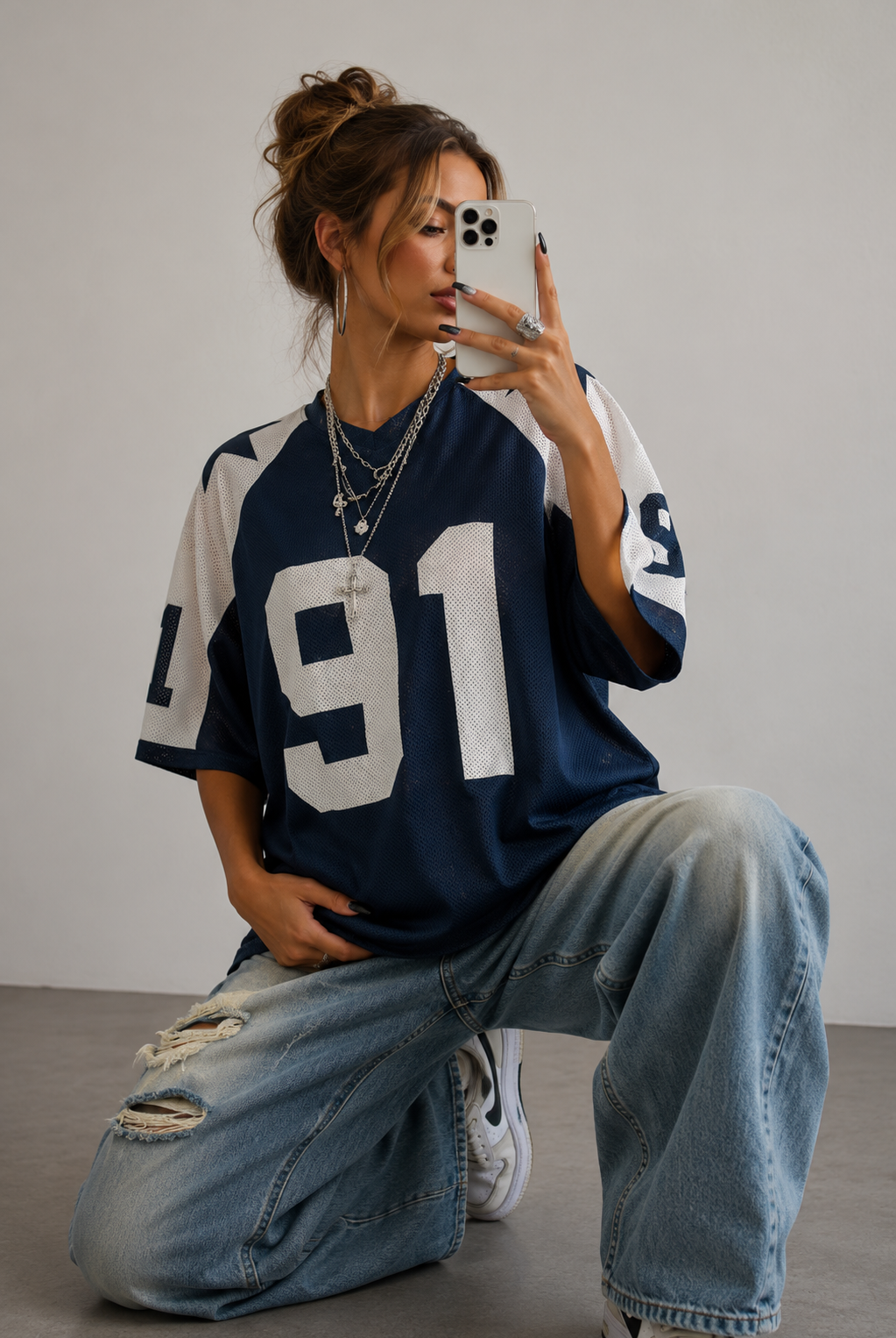 Koszulka Sportowa Oversized | Druk Numeryczny | Y2K Streetwear